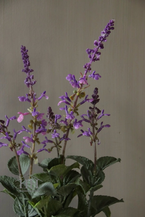 Paarse bloemen salie in pot | Kunstplant lijkt net echt