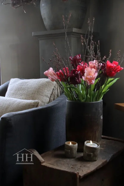 Kunsttulpen boeket papegaai bordeaux-roze | gebonden