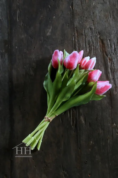 Tulpen bundel roze gevlamd 30cm
