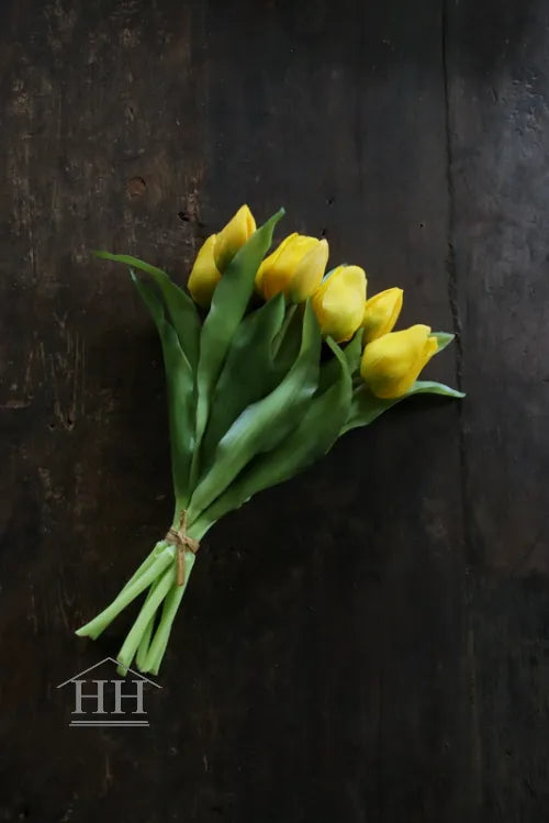 Artificial tulip bouquet yellow - 30 cm