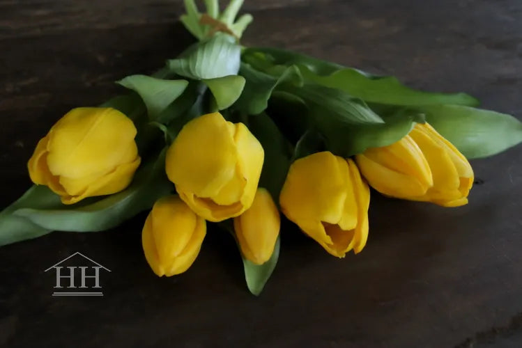 Artificial tulip bouquet yellow - 30 cm