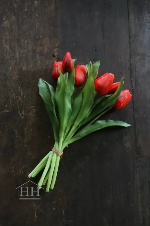 Artificial tulip bouquet red - 30 cm