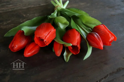 Artificial tulip bouquet red - 30 cm