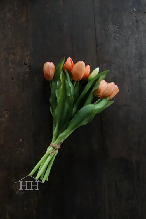 Artificial tulip bouquet peach - 30 cm