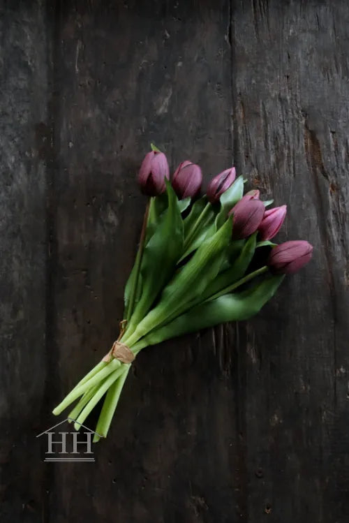 Kunst tulpenboeket paars - 30cm