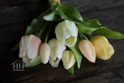 Kunst tulpenboeket mix pastel - 30cm