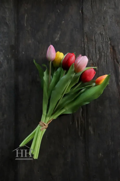 Kunst tulpenboeket kleurenmix