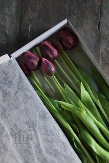 Kunst tulpen paars 47cm - in doos - 12 stuks