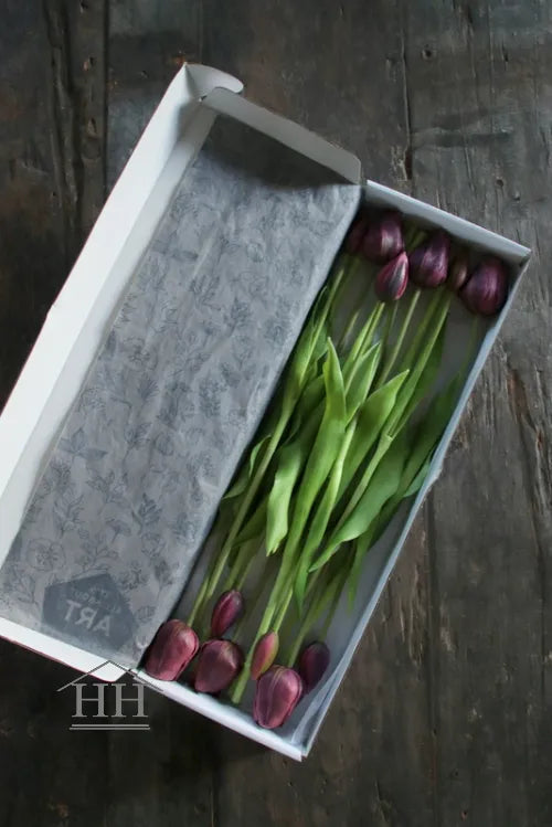 Kunst tulpen paars 47cm - in doos - 12 stuks