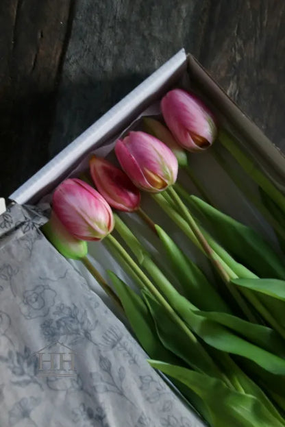 Kunst tulpen roze 40cm - in doos - 12 stuks