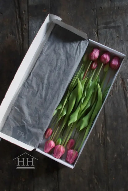 Kunst tulpen roze 47cm - in doos - 12 stuks