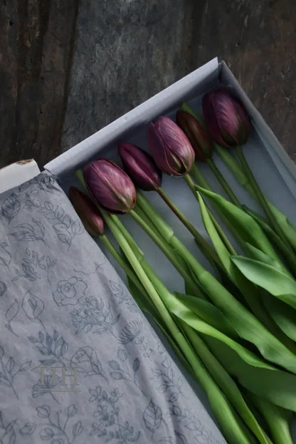 Kunst tulpen paars 40cm - in doos - 12 stuks
