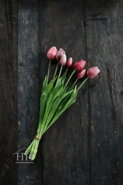 Gemengd bosje kunsttulpen oud roze mix - 47cm