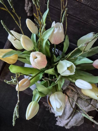 Artificial tulip bouquet mix pastel - 30cm