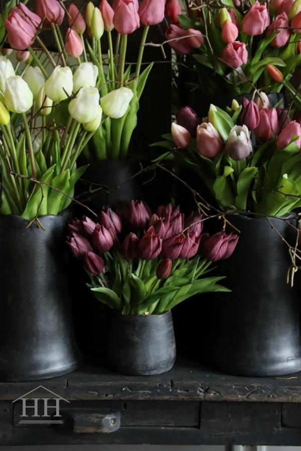 Kunst tulpen aubergine paars 25cm boeket van vintage en more