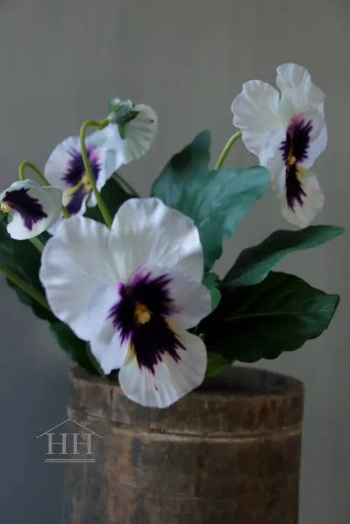 Grootbloemige kunstviool wit met paars hartje