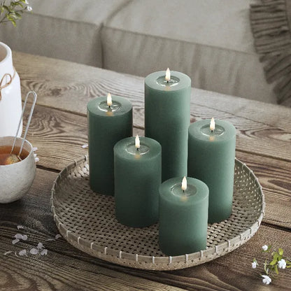 Landelijke led kaarsen - rustiek - salie groen