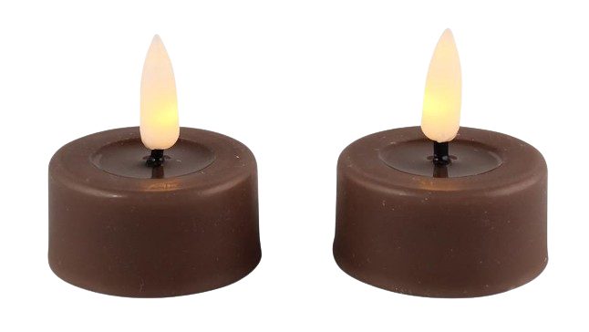 Led theelichtjes taupe 2 stuks | Magic Flame Candles
