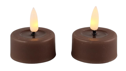 Led theelichtjes taupe 2 stuks | Magic Flame Candles