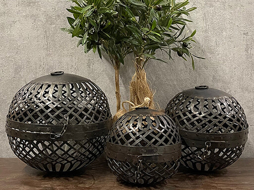 Marrakesh lantaarns set van 3 - zwart roest - ophangbaar