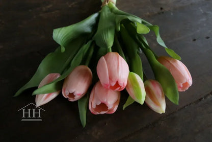 Artificial tulip bouquet light pink - 30 cm