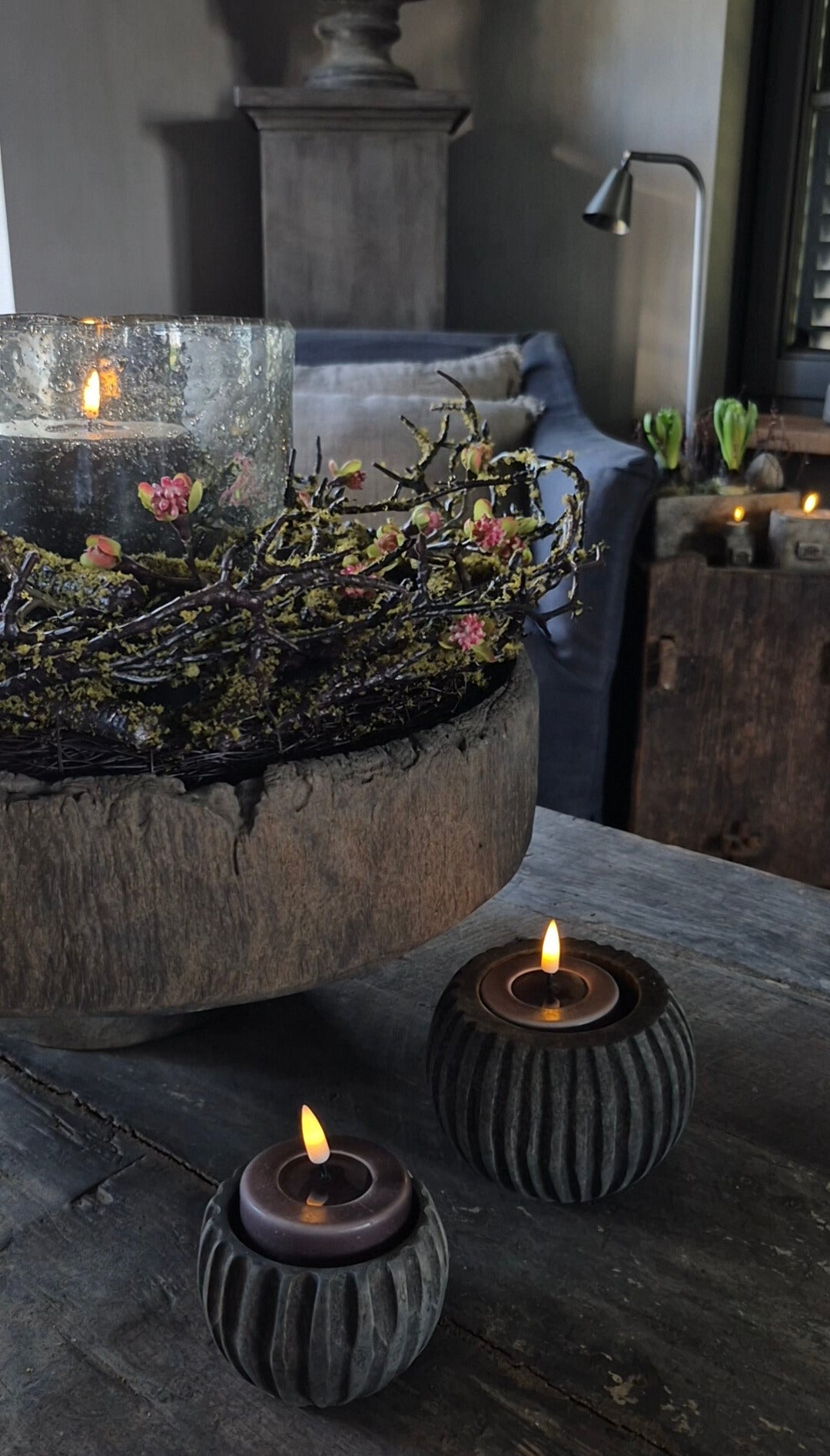 Moskrans met roze bloesem landelijke stijl