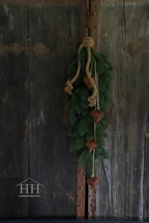 Nordmann-Anhänger, künstliche Büschelblume, 70 cm, mit Herzen und Kordel