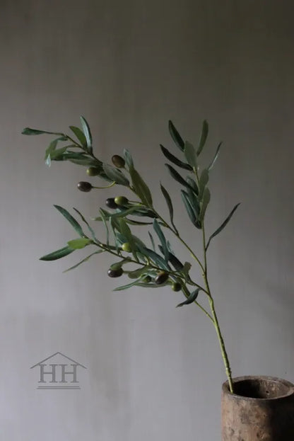 Kunst olijf tak met groene olijven - 70 cm