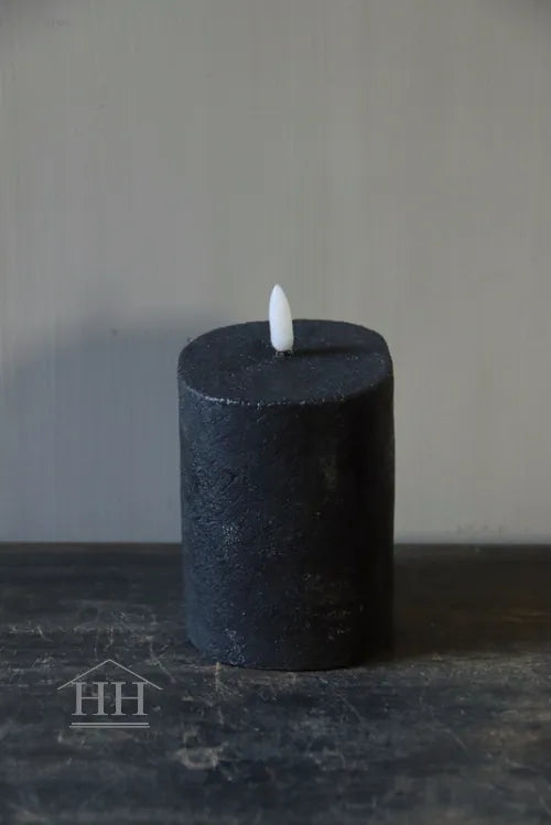 Countryfield - led kaars ovaal zwart - 8x10x10cm