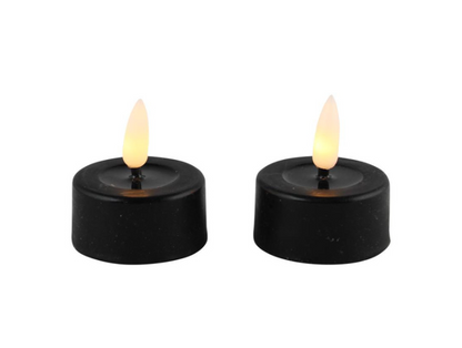 Theelichtjes zwart 2 stuks magic flame candles