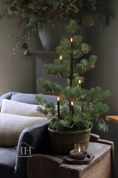 Pinus kunst kerstboom met kerstboomkaarsjes