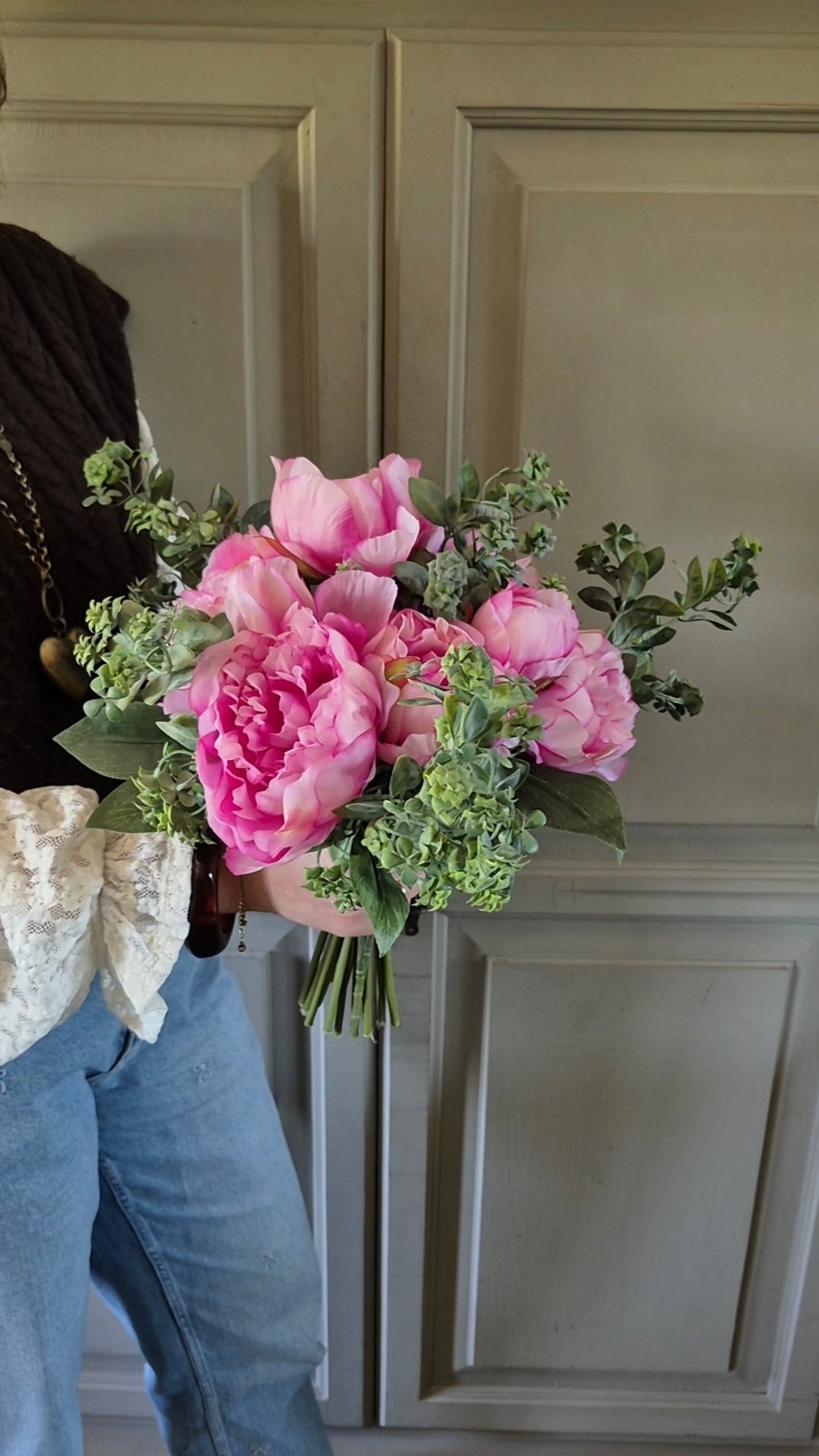 Pioenroos kunstboeket roze