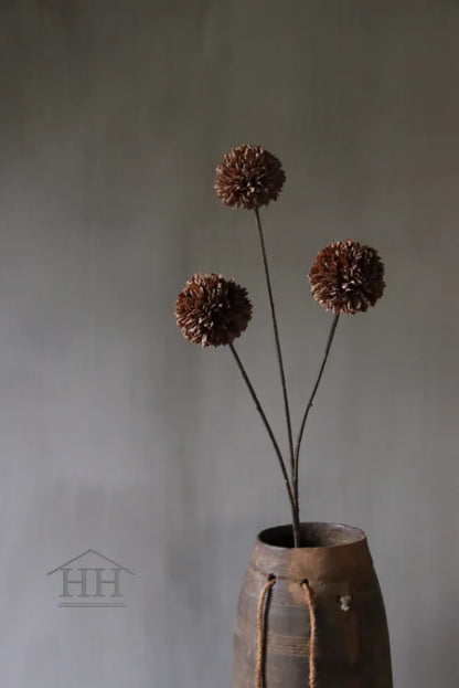 Kunst Pompom 3 bol donker koffie 78cm