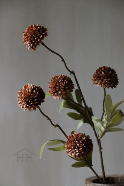 Künstlicher Pompom dunkler Kaffee 52cm