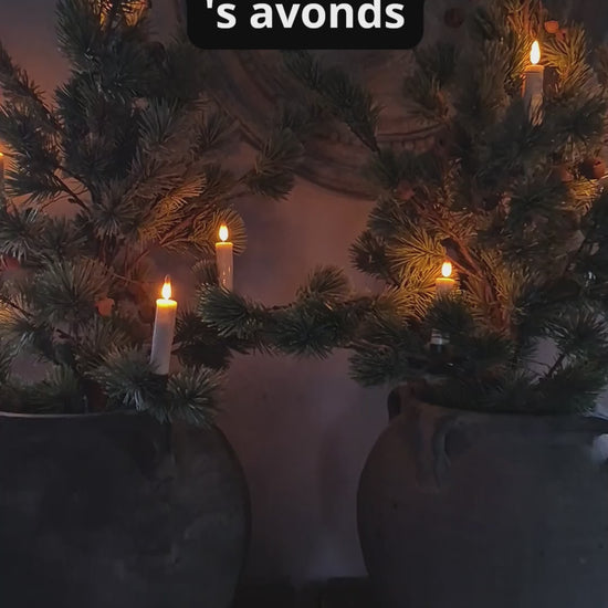 Kerstboomkaarsjes in larix boom