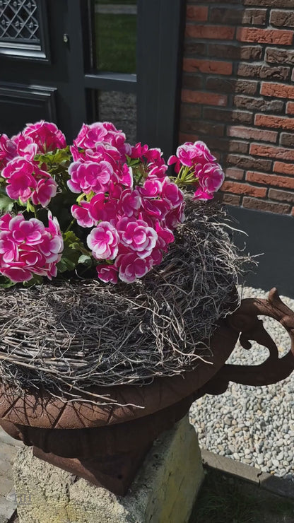 Franse geranium kunstplant fel roze met wit - 36 cm - UV & Water bestendig