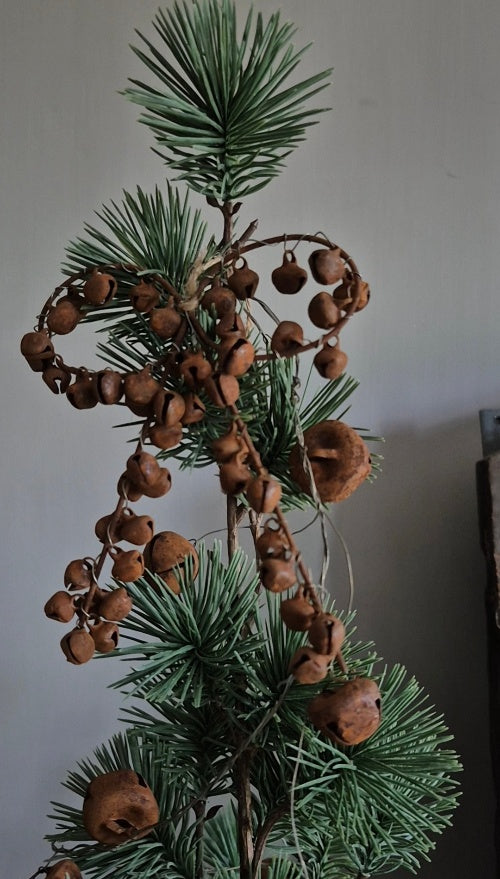 Christmas hanger bow with bells rust - 10x12 cm