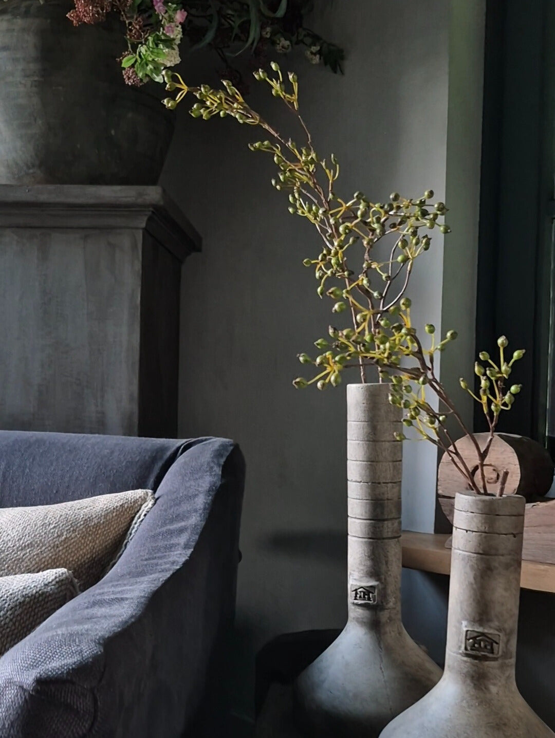 Rozenbottel kunsttak groen landelijke stijl