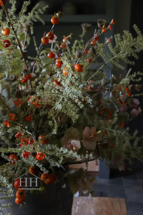 Rozenbottel boeket met asparagus