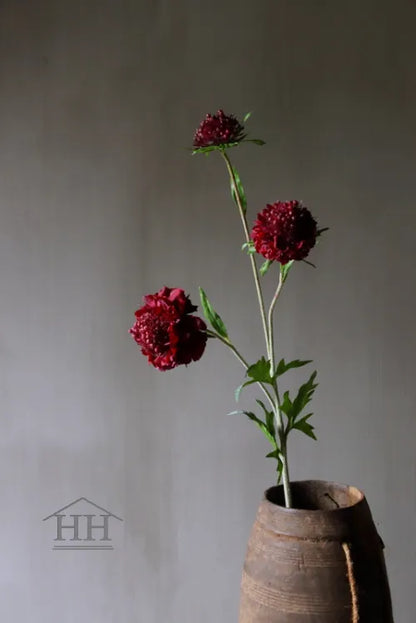 Kunstbloem scabiosa bordeaux rood 76 cm