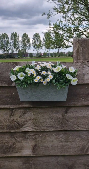Zinken plantenbak met ophangarmen 40 cm