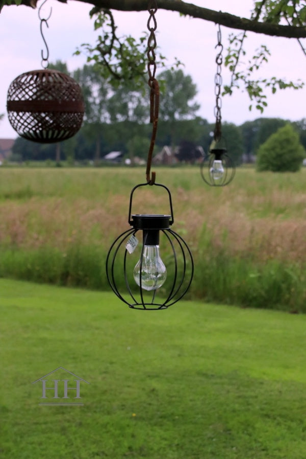 Solar hanging lamp LED round rust