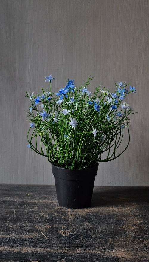 Blauwe sterbloem kunstplant in pot 25 cm