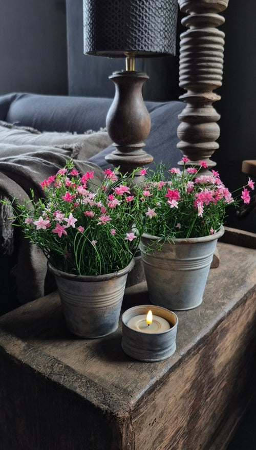 Roze sterbloem kunstplant in pot 25 cm