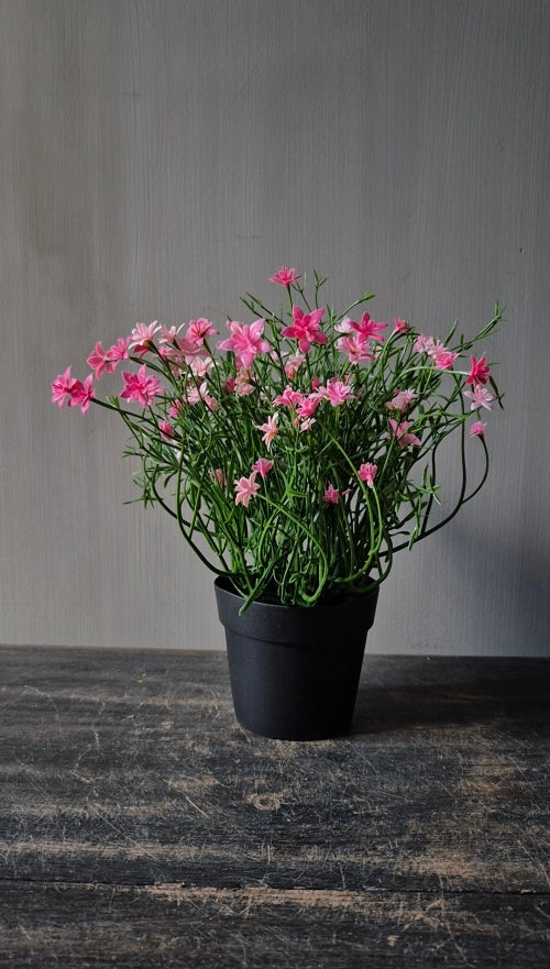 Roze sterbloem kunstplant in pot 25 cm