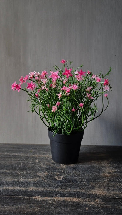 Roze sterbloem kunstplant in pot 25 cm