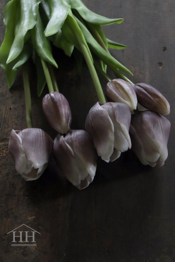Tulpen die net echt lijken paars grijs 47cm