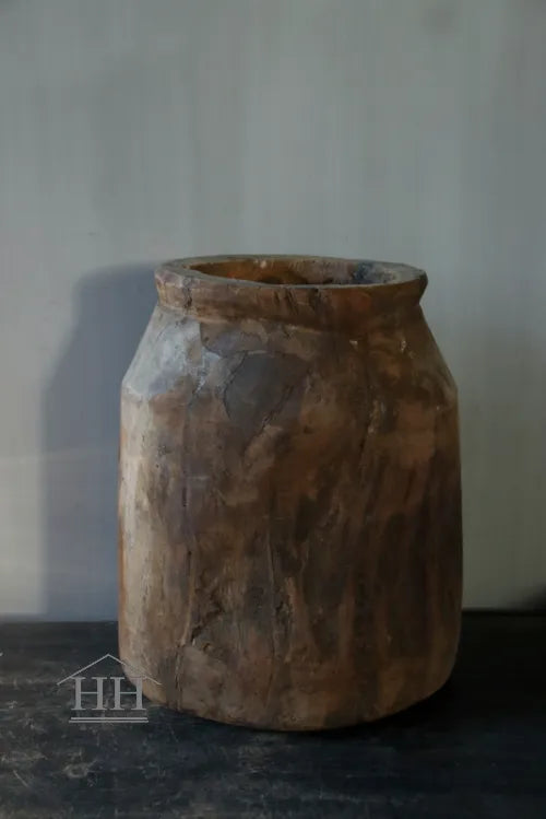 Houten pot vaas Uniek A1