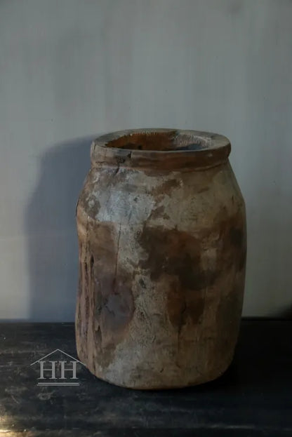 Houten pot vaas Uniek A1