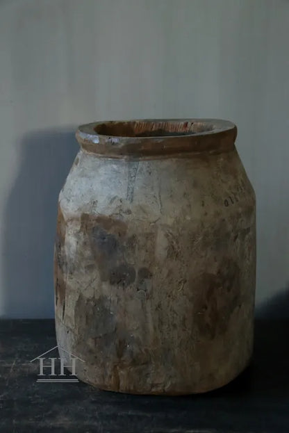 Houten pot vaas Uniek A1